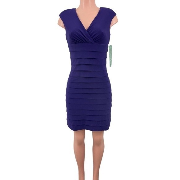 NWT American Living Purple Sheath Dress Ruched Fitted Size 2 Sleeveless‎ - Picture 1 of 9